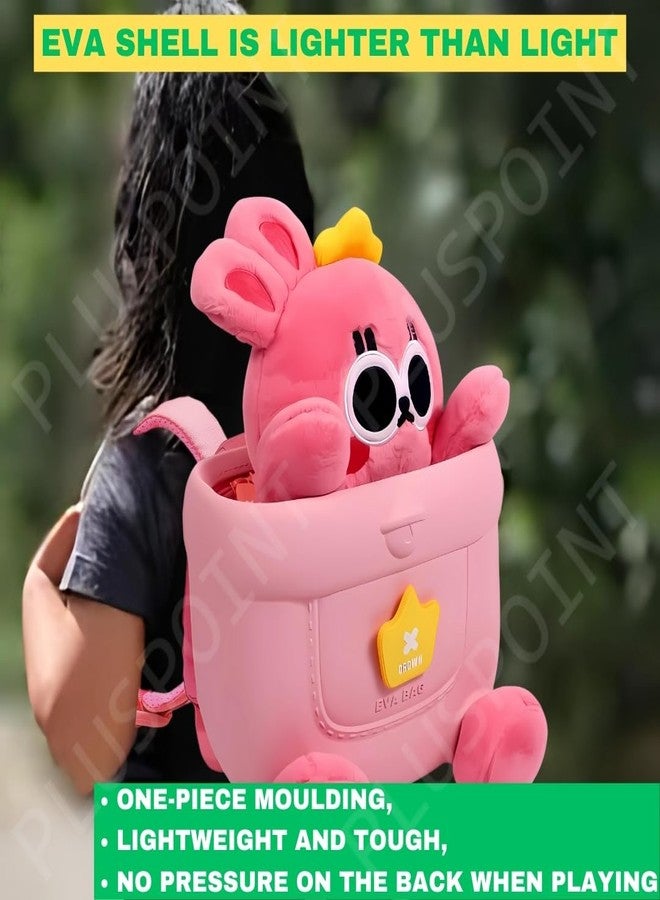 بلس بوينت حقيبة ظهر PLUSPOINT بتصميم أرنب كرتوني رائع من مادة EVA للأطفال الصغار والرضع ومرحلة ما قبل المدرسة. خفيفة الوزن مع لعبة قطيفة. حقيبة كرتونية لطيفة مثالية لنزهات الأطفال ومغامراتهم اليومية. مناسبة للأولاد والبنات. - Image 4